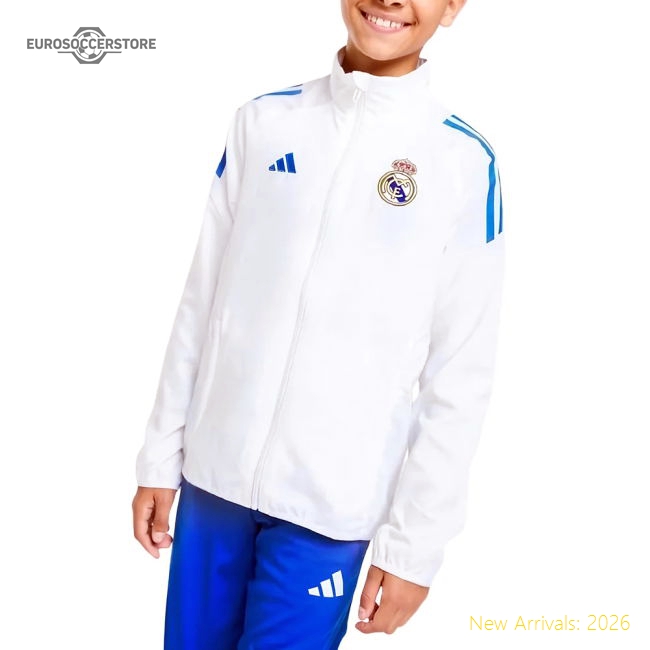 2025-2026 Real Madrid EU Presentation Jacket (White) - Kids-BuySoccerJersey Hub