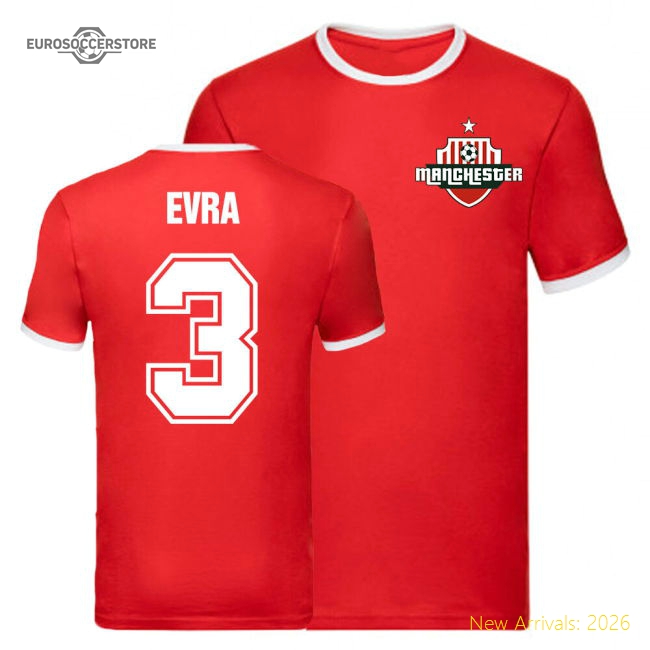 Patrice Evra Manchester United Ringer Tee (Red)-Football Jersey Hub