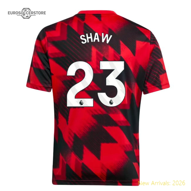 2025-2026 Man Utd Pre-Match Shirt (Red) - Kids (Shaw 23)-Football Jersey Hub