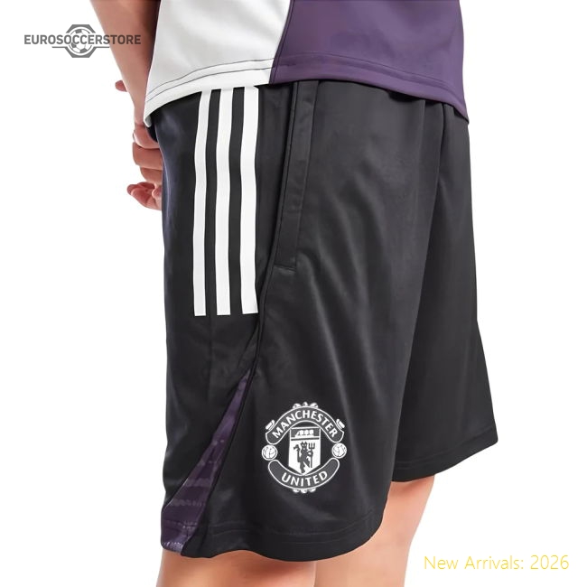 2025-2026 Man Utd Training Shorts (Black) - Kids-Football Jersey Hub