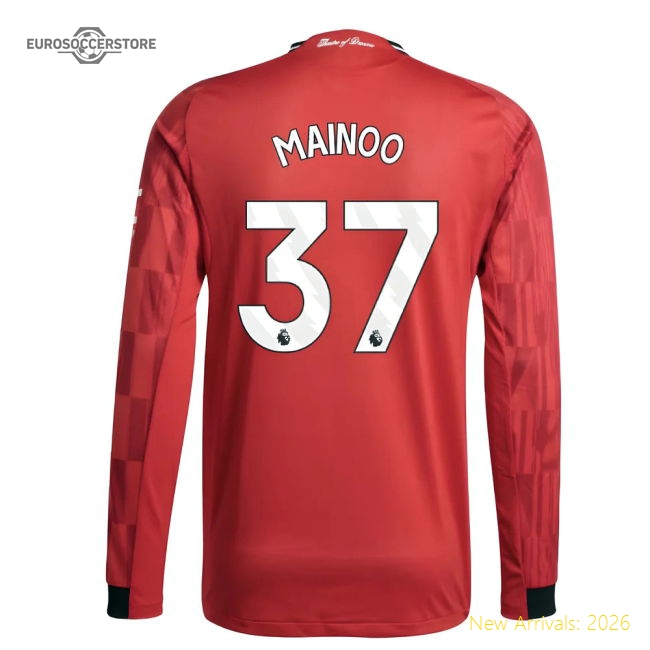 2025-2026 Man Utd Authentic Long Sleeve Home Shirt (Mainoo 37)-Football Jersey Hub