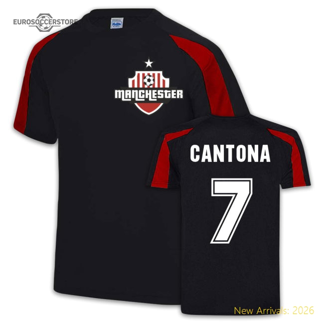 Eric Cantona Manchester United Sport Training Jersey (Black)-Football Jersey Hub