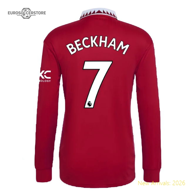 2022-2023 Man Utd Long Sleeve Home Shirt (BECKHAM 7)-Football Jersey Hub
