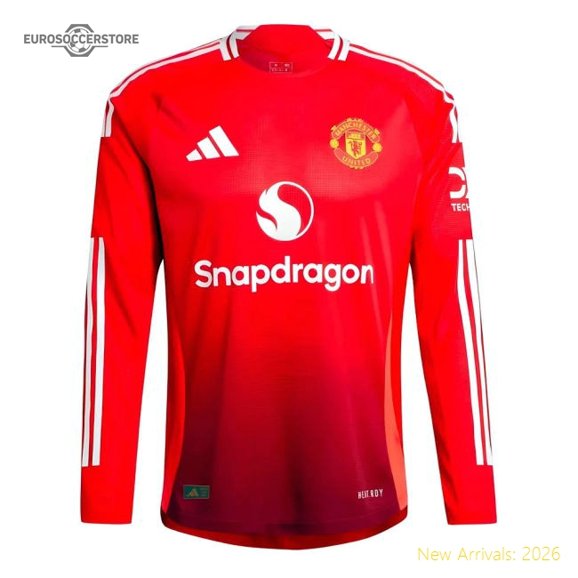 2024-2025 Man Utd Authentic Long Sleeve Home Shirt-Football Jersey Hub