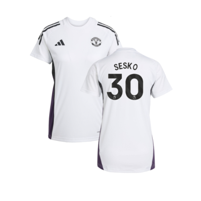 2025-2026 Man Utd Training Jersey (White) - Womens (Sesko 30)-Football Jersey Hub