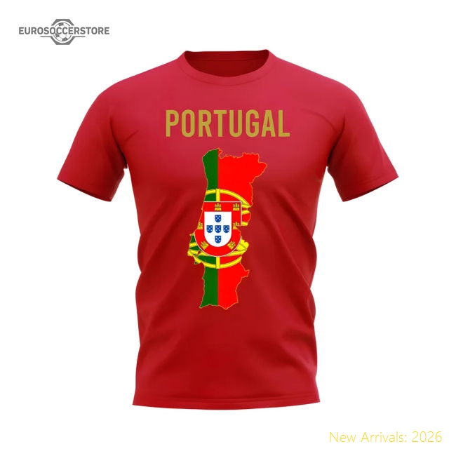 Portugal Map T-shirt (Red)-Vantage Point Soccer