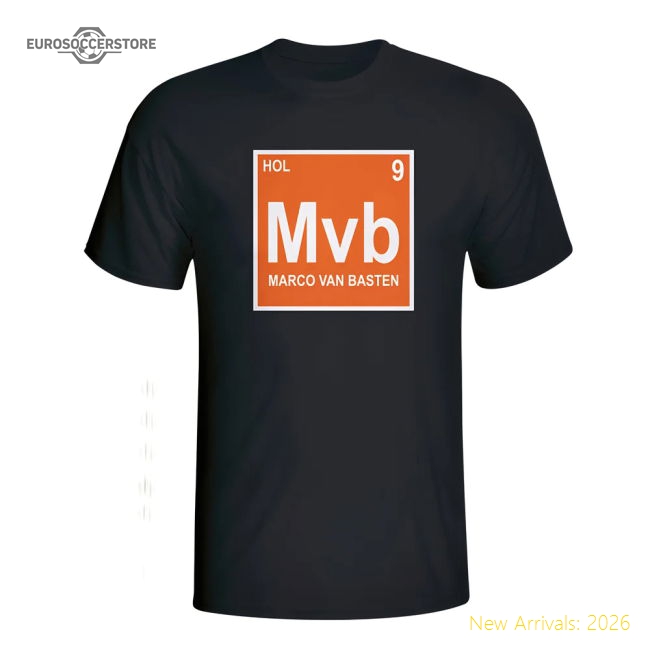 Marco Van Basten Holland Periodic Table T-shirt (black)-Football Jersey Hub