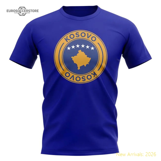 Kosovo Football Badge T-Shirt (Royal)-Football Shirts Shop