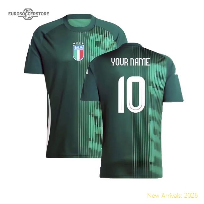 2024-2025 Italy Pre-Match Shirt (Green) (Your Name)-Vantage Point Soccer