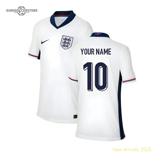 2024-2025 England Home Shirt (Kids) (Your Name)-Vantage Point Soccer