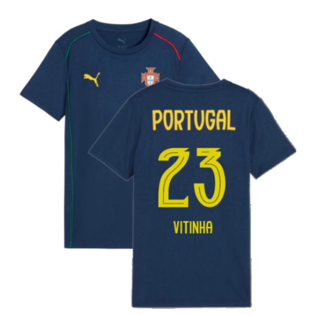 2025-2026 Portugal Casuals Tee (Persian Blue) - Kids (Vitinha 23)-Vantage Point Soccer