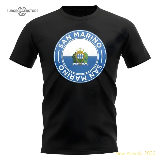 San Marino Football Badge T-Shirt (Black)-Vantage Point Soccer