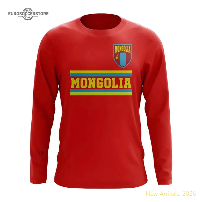 Mongolia Core Football Country Long Sleeve T-Shirt (Red)-Vantage Point Soccer