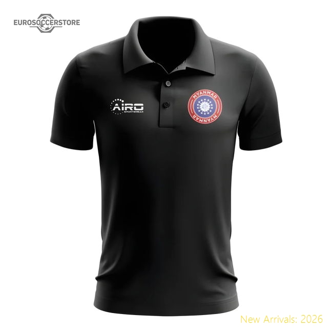 Myanmar Football Polo Shirt (Black)-Vantage Point Soccer