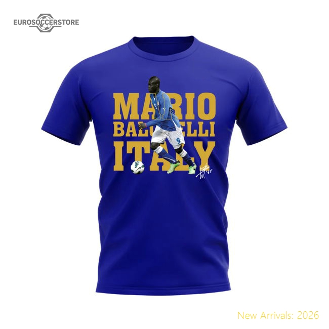 Mario Balotelli Italy Player Tee (Blue)-Vantage Point Soccer