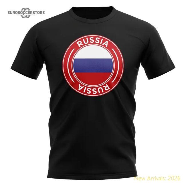 Russia Football Badge T-Shirt (Black)-Vantage Point Soccer