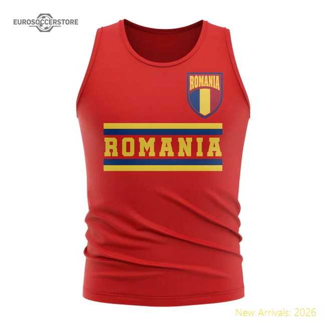 Romania Core Football Country Sleeveless Tee (Red)-Vantage Point Soccer