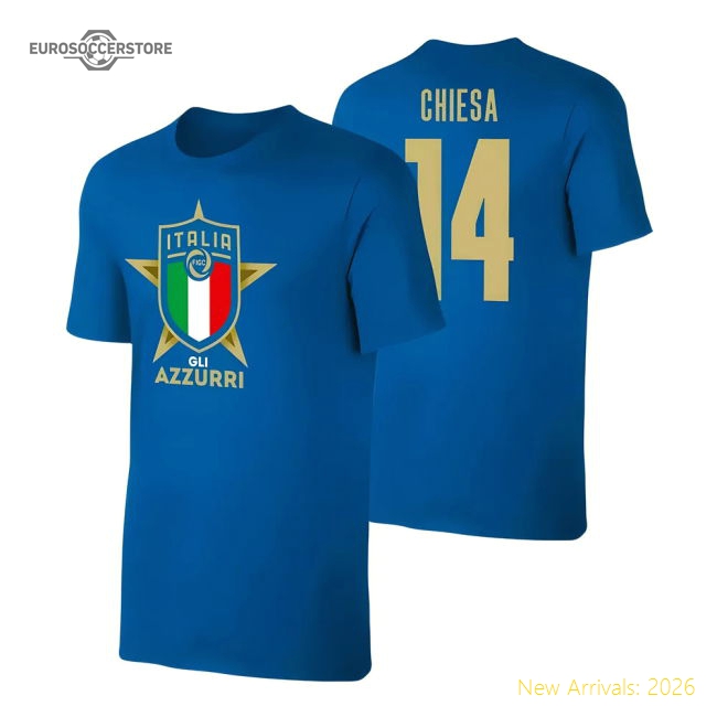 Italy Euro 2020 T-Shirt (Chiesa 14) Blue-Vantage Point Soccer