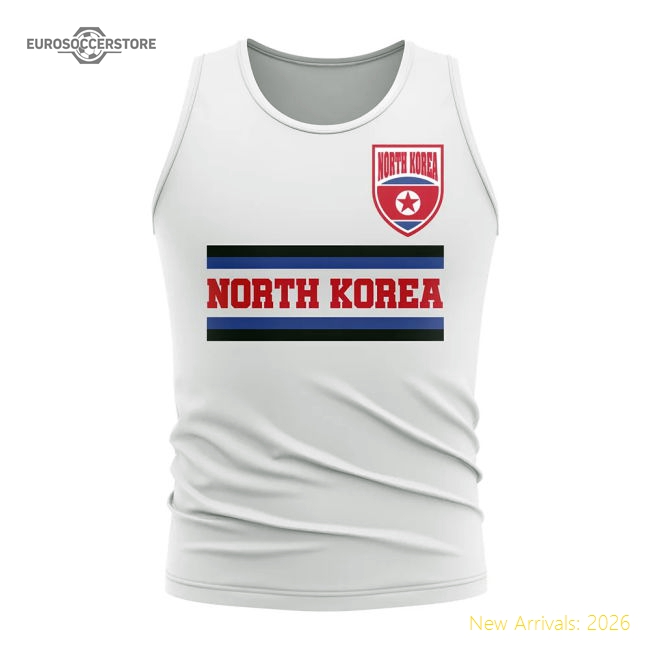 North Korea Core Football Country Sleeveless Tee (White)-Vantage Point Soccer