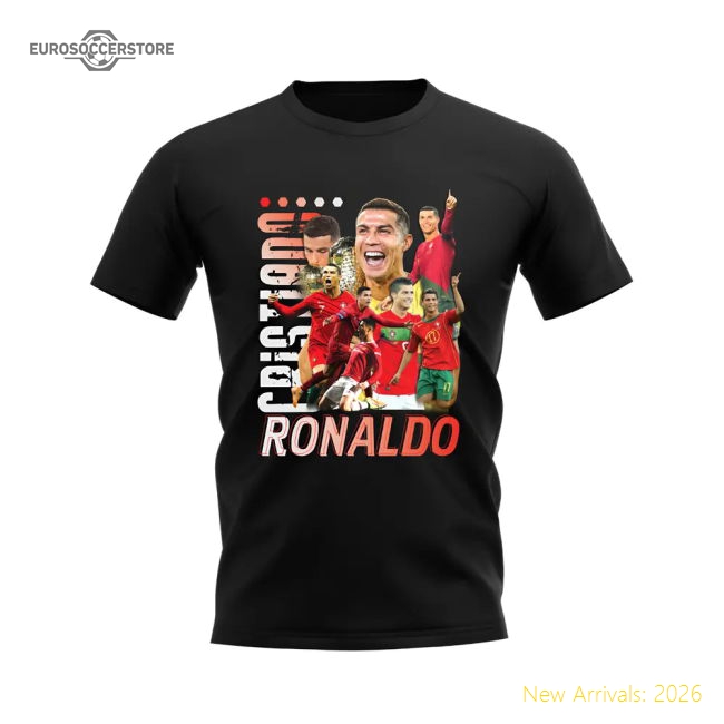 Cristiano Ronaldo Bootleg T-Shirt (Black)-Vantage Point Soccer