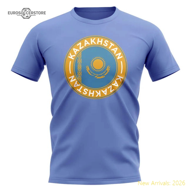 Kazakhstan Football Badge T-Shirt (Sky)-Football Shirts Shop