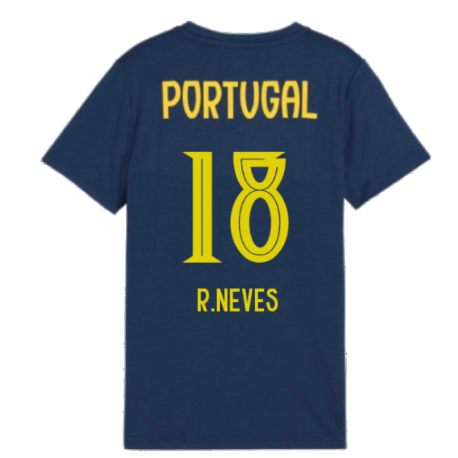 2025-2026 Portugal Casuals Tee (Persian Blue) - Kids (R.Neves 18)-Vantage Point Soccer