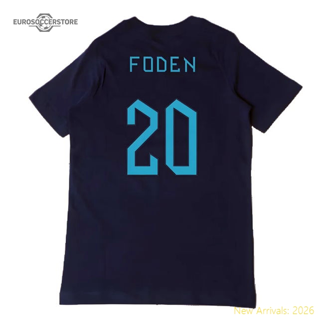 2022-2023 England Three Lions Tee (Navy) - Kids (Foden 20)-Vantage Point Soccer
