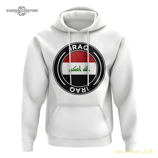 Iraq Football Badge Hoodie (White)-Vantage Point Soccer