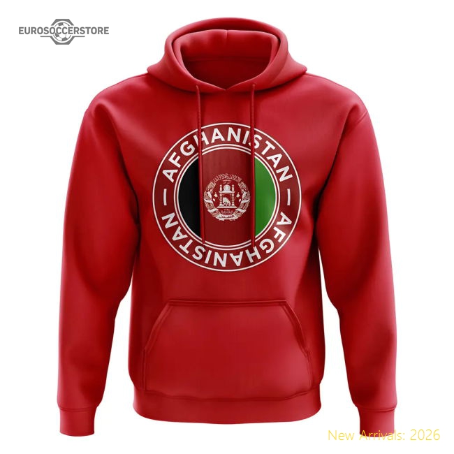 Afghanistan Football Badge Hoodie (Red)-The Soccer Shirt Hub