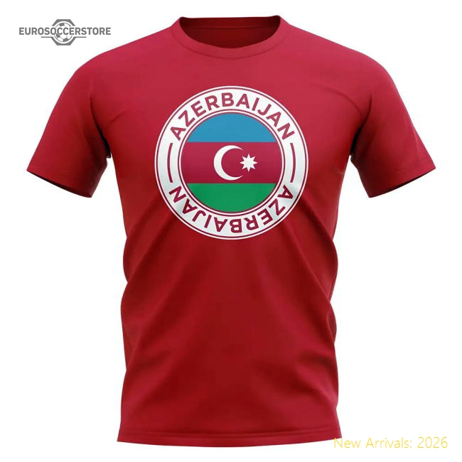 Azerbaijan Football Badge T-Shirt (Red)-Vantage Point Soccer