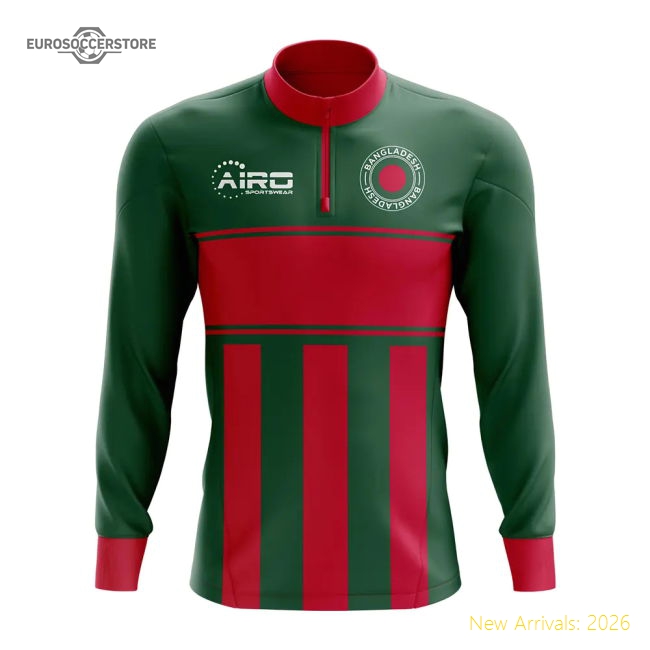 Bangladesh Concept Football Half Zip Midlayer Top (Green-Red)-Vantage Point Soccer