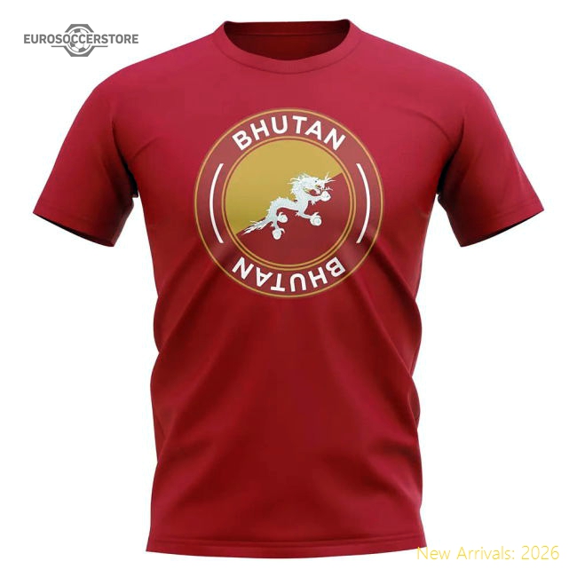 Bhutan Football Badge T-Shirt (Red)-Vantage Point Soccer