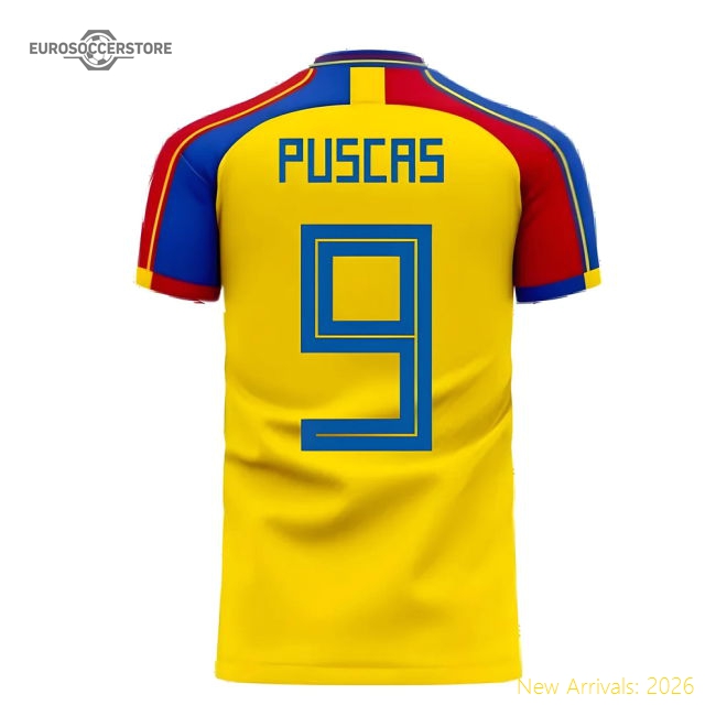 Romania 2025-2026 Home Concept Football Kit (Libero) (PUSCAS 9)-Vantage Point Soccer