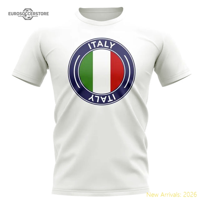 Italy Football Badge T-Shirt (White)-Vantage Point Soccer