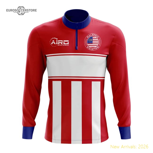 Malaysia Concept Football Half Zip Midlayer Top (Red-White)-Vantage Point Soccer