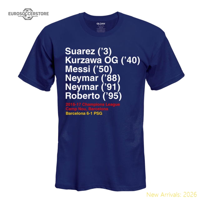 Barcelona 6-1 PSG T-Shirt (Navy) - kids-Vantage Point Soccer