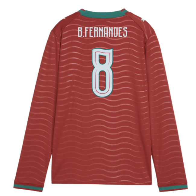 2026-2027 Portugal Long Sleeve Home Shirt (Kids) (B.Fernandes 8)-Vantage Point Soccer