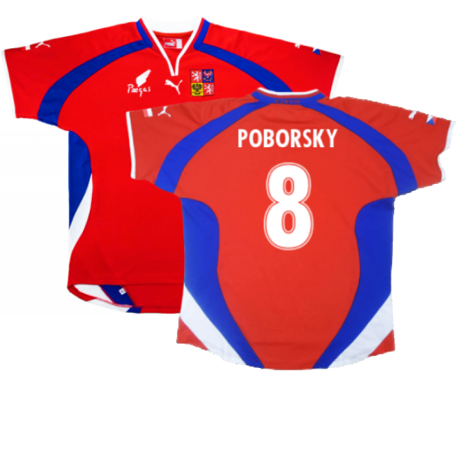 Czech Republic 2000-02 Home Shirt ((Excellent) L) (Poborsky 8)-Vantage Point Soccer
