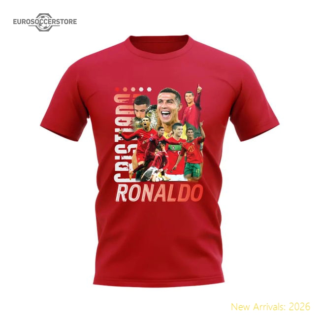 Cristiano Ronaldo Bootleg T-Shirt (Red)-Vantage Point Soccer