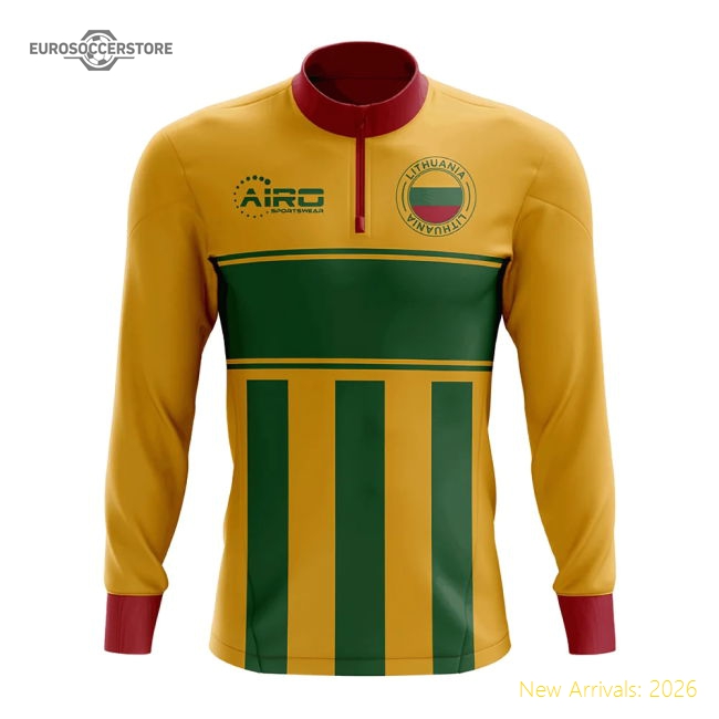 Lithuania Concept Football Half Zip Midlayer Top (Yellow-Green)-Football Shirts Shop