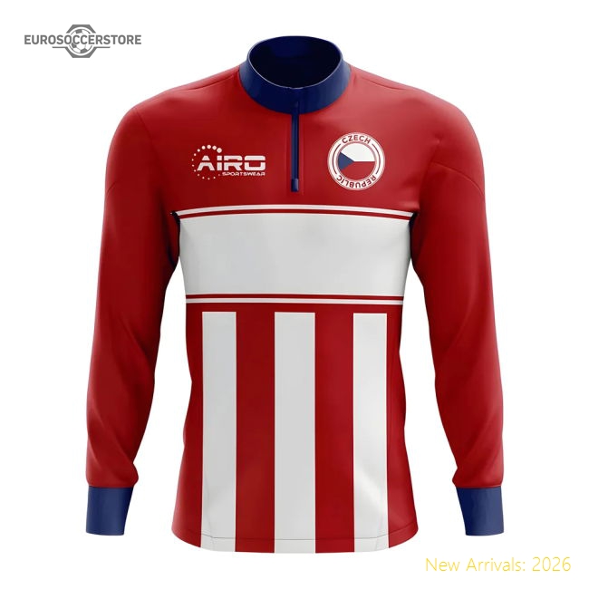Czech Republic Concept Football Half Zip Midlayer Top (Red-White)-Vantage Point Soccer