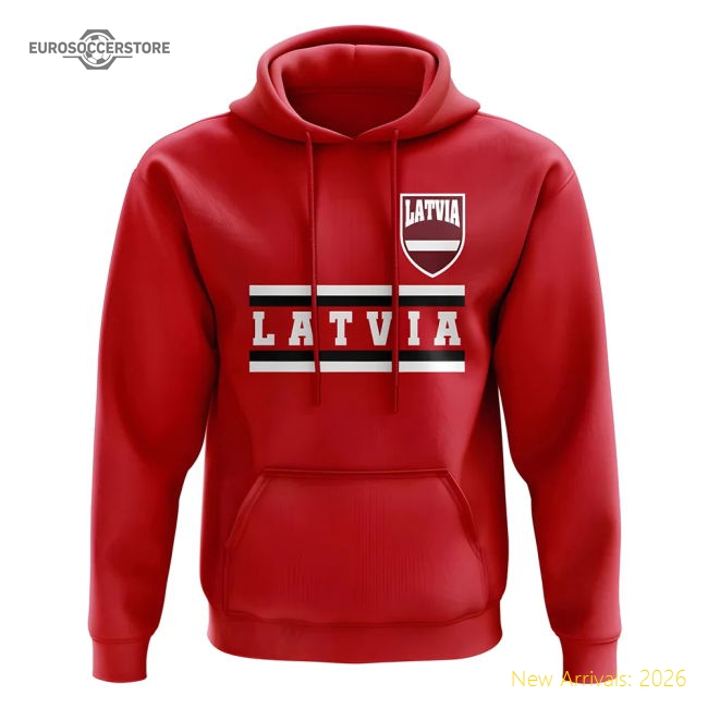 Latvia Core Football Country Hoody (Red)-Football Shirts Shop