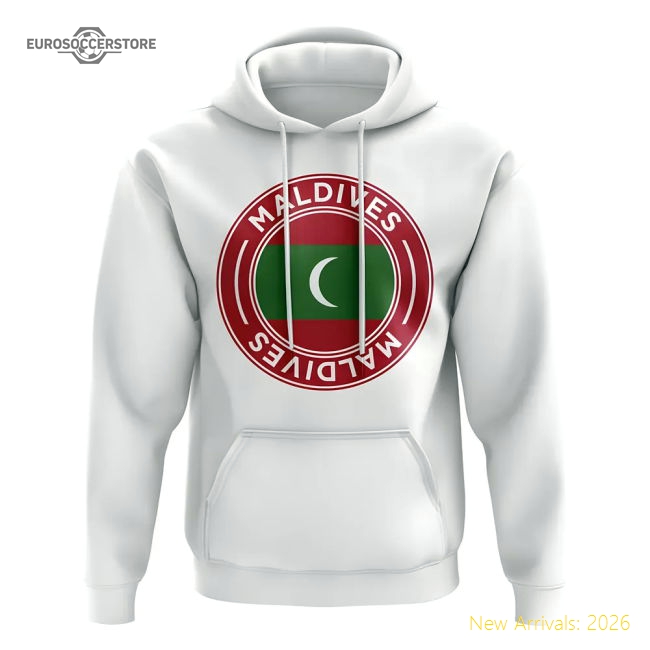Maldives Football Badge Hoodie (White)-PitchVibe Kits