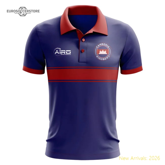Cambodia Concept Stripe Polo Shirt (Royal)-Vantage Point Soccer