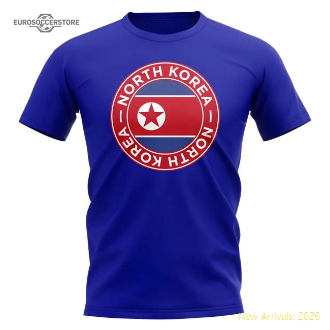 North Korea Football Badge T-Shirt (Royal)-Vantage Point Soccer
