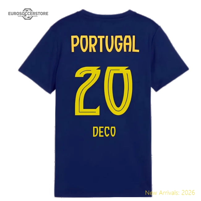 2025-2026 Portugal Casuals Tee (Persian Blue) - Kids (Deco 20)-Vantage Point Soccer