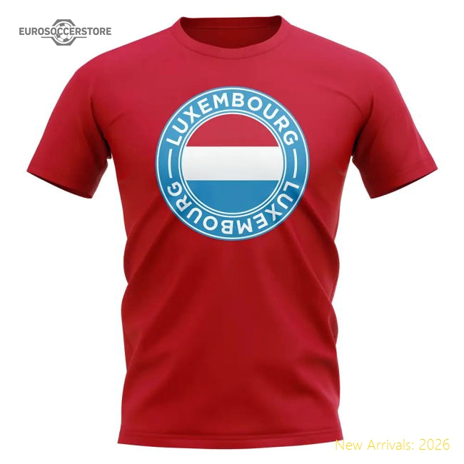 Luxembourg Football Badge T-Shirt (Red)-Football Shirts Shop