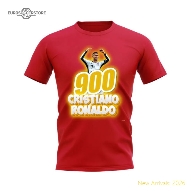Cristiano Ronaldo 900 Career Goals T-Shirt (Red)-Vantage Point Soccer
