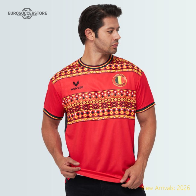 Belgium Legacy Football Jersey Red (Wolvate) Adult Short Sleeve-Vantage Point Soccer