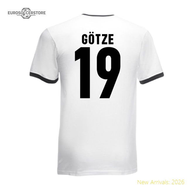 Mario Gotze Germany Ringer Tee (white-black)-Vantage Point Soccer